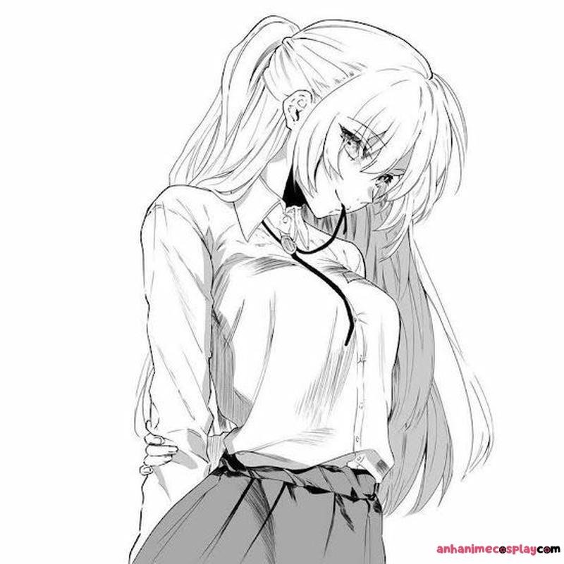 ảnh anime nữ trắng đen đẹp nhất